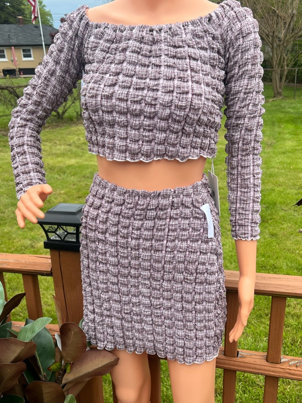 Smocked Mini Skirt in Heather Gray
